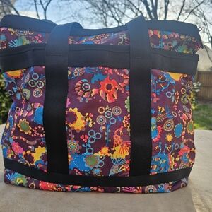 Lesportsac Colorful Floral Nylon Tote Bag.   Artist Carolina Melis